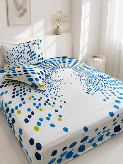 Polka King size bedsheet with 2 pillow covers - 108 x 108
