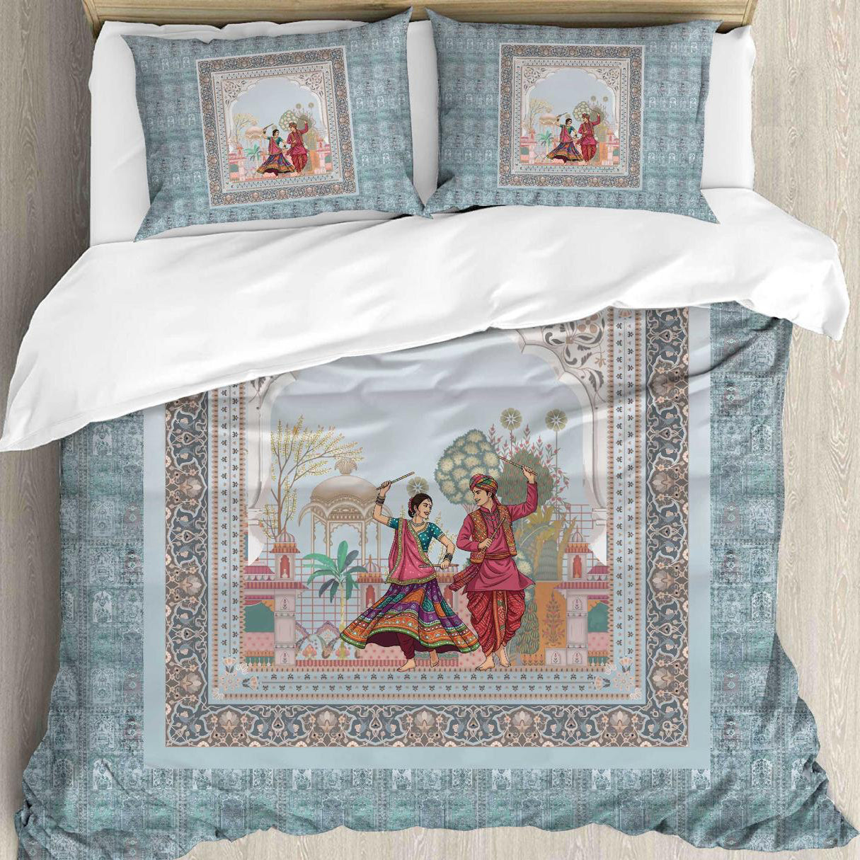 Navratri Digital King size bedsheet with 2 pillow covers - 108 x 108 |Luxury collection