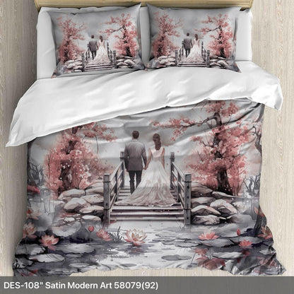Digital Couple Theme King size bedsheet with 2 pillow covers - 108 x 108 |Luxury collection