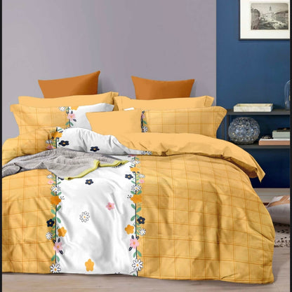 Polo Glaze cotton double bedsheet with 2 pillow covers- 90 x 100