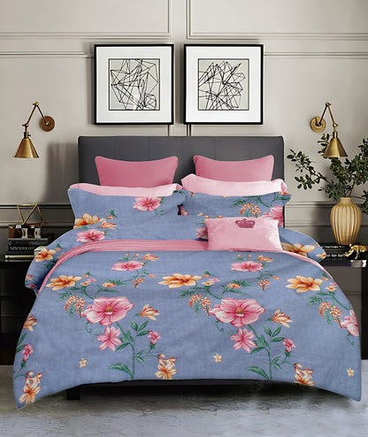 Flora King size cotton bedsheet with 2 pillow covers - 108 x 108 | RR Collection