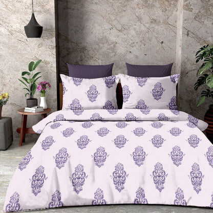Luxury 4 Piece bedding Set : 1 King Flat Bedsheet, 1 double Bed AC dohar, 2 Pillow Covers