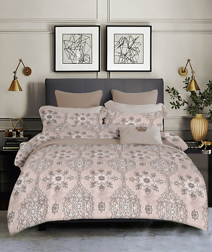Royal Damask King size cotton bedsheet with 2 pillow covers - 108 x 108 SD