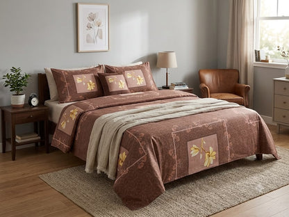 Geometric Mangolia King size cotton bedsheet with 2 pillow covers - 108 x 108 RR