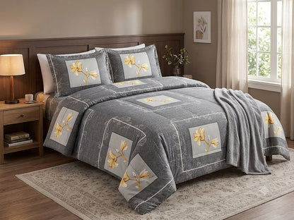 Geometric Mangolia King size cotton bedsheet with 2 pillow covers - 108 x 108 RR