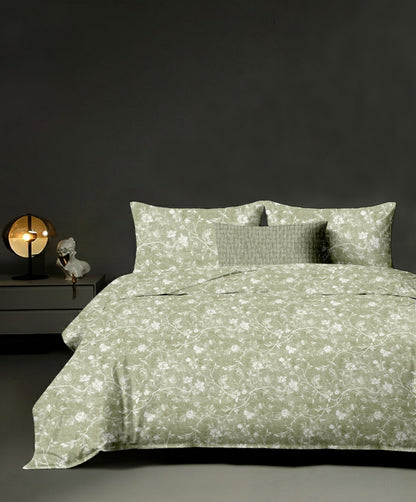 Floral Reveria King size cotton bedsheet with 2 pillow covers - 108 x 108 SD