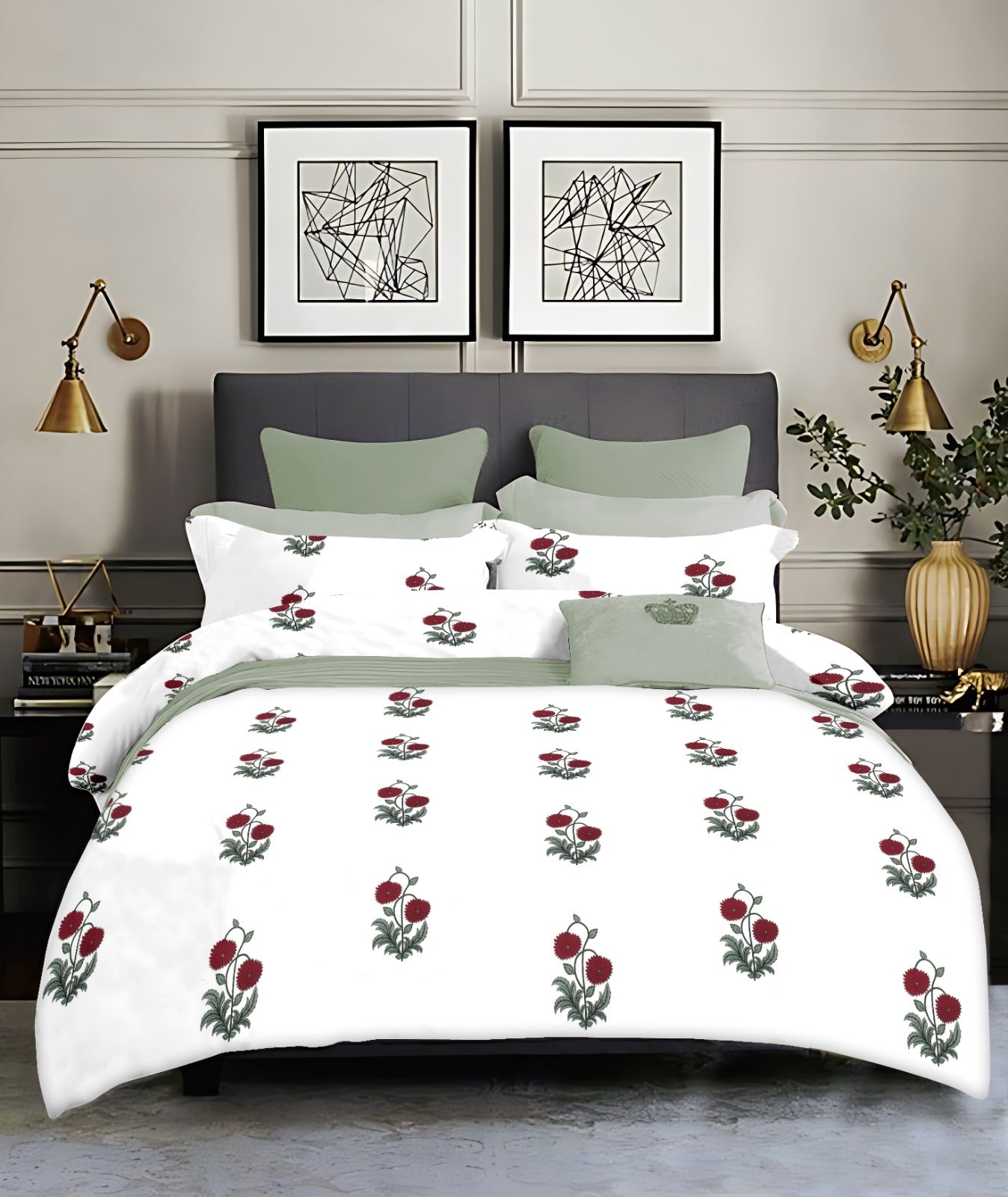 Luxury 4 Piece bedding Set : 1 King Flat Bedsheet, 1 double Bed AC dohar, 2 Pillow Covers