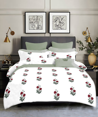 Luxury 4 Piece bedding Set : 1 King Flat Bedsheet, 1 double Bed AC dohar, 2 Pillow Covers