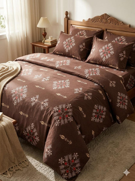 King size cotton bedsheet with 2 pillow covers - 108 x 108 | SS Collection