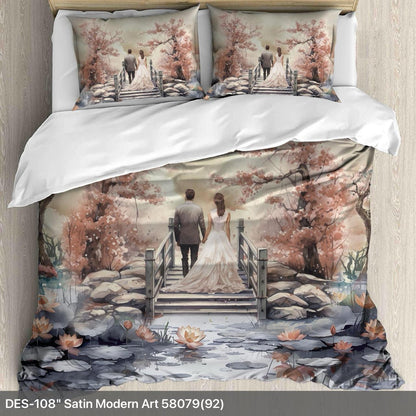Digital Couple Theme King size bedsheet with 2 pillow covers - 108 x 108 |Luxury collection