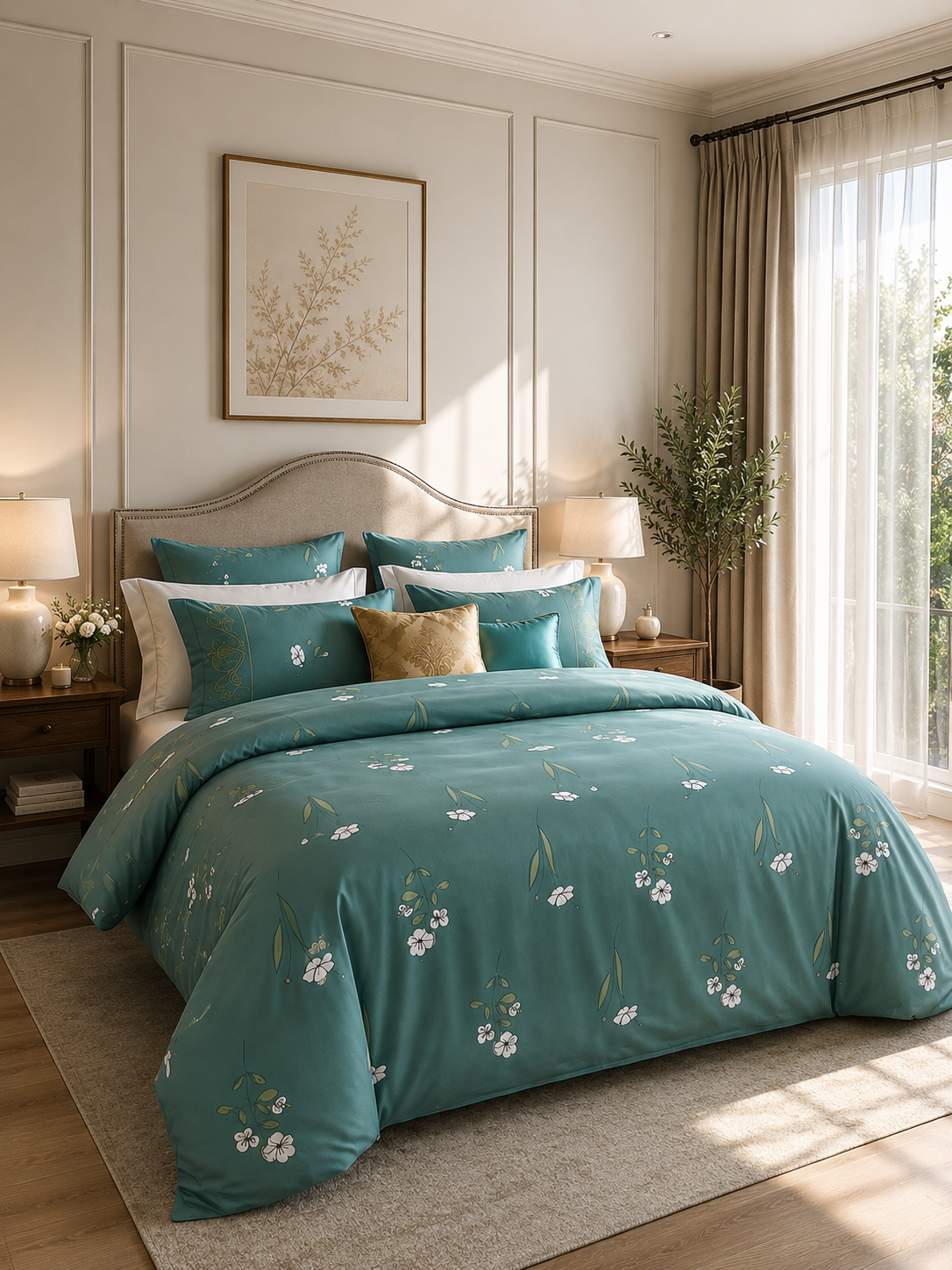 Velora Bloom King size cotton bedsheet with 2 pillow covers - 108 x 108 RR