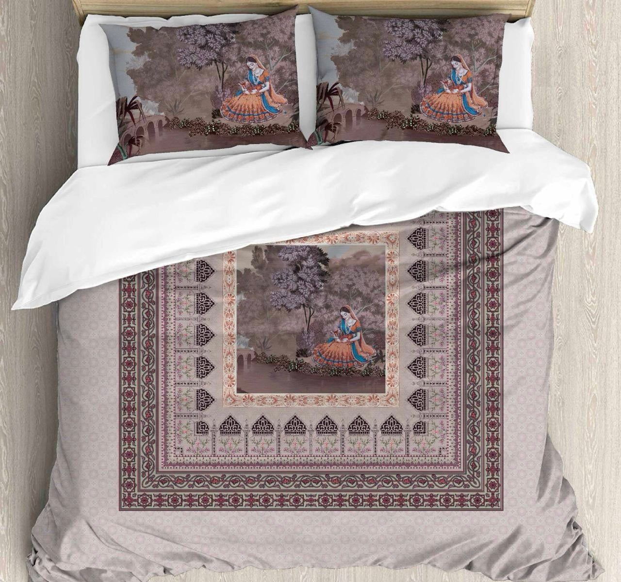 Royal Garden Digital Printed King size bedsheet with 2 pillow covers - 108 x 108 |Luxury collection