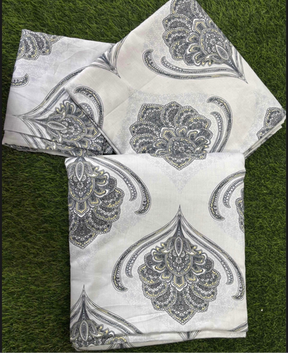 Luxury 4 Piece bedding Set : 1 King Flat Bedsheet, 1 double Bed AC dohar, 2 Pillow Covers