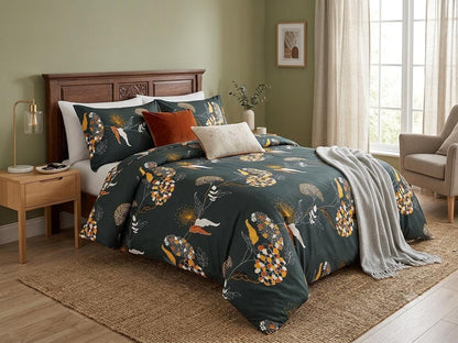 Floral Procian King size cotton bedsheet with 2 pillow covers - 108 x 108 Sup