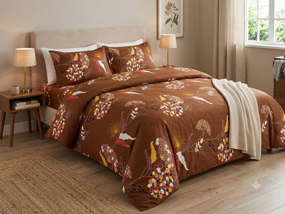 Floral Procian King size cotton bedsheet with 2 pillow covers - 108 x 108 Sup