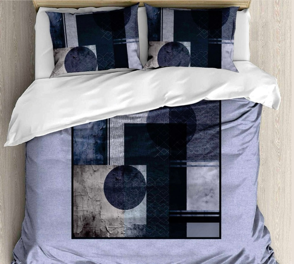 Modern Mosaic Digital Printed King size bedsheet with 2 pillow covers - 108 x 108 |Luxury collection