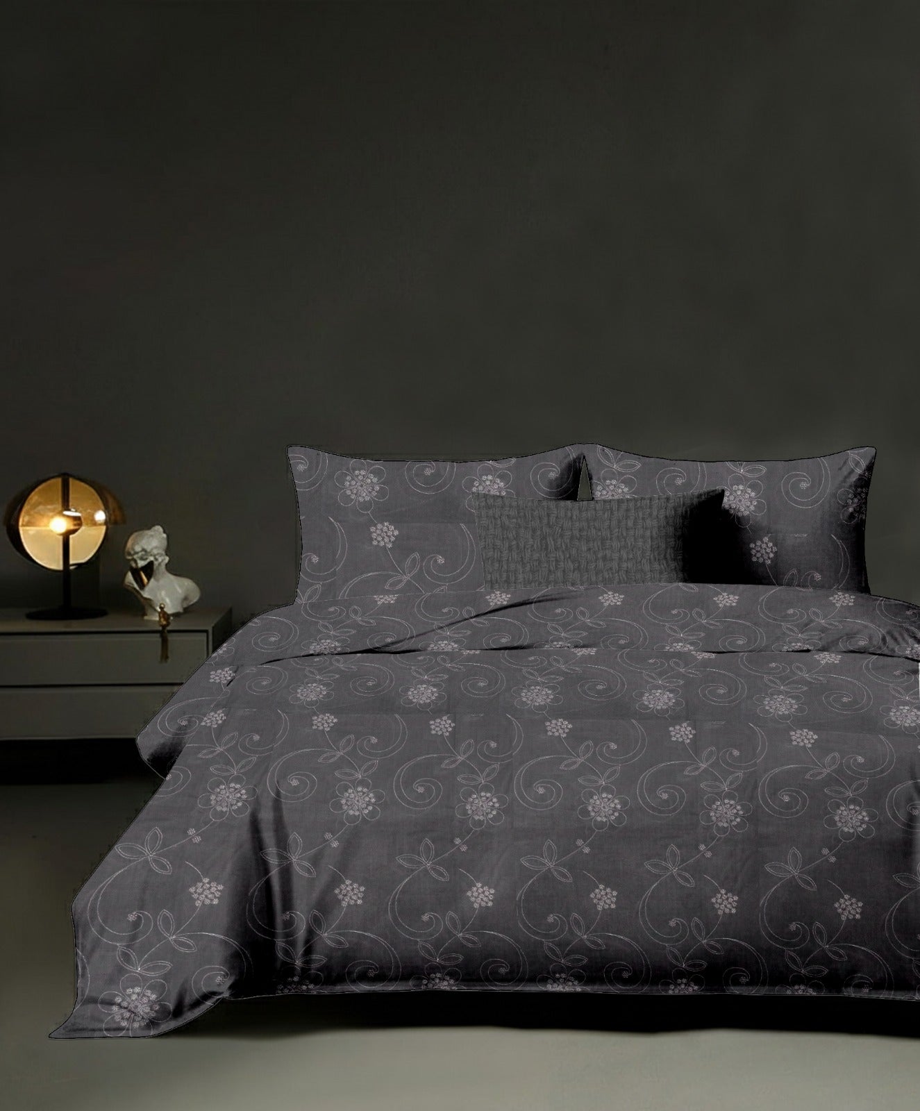 Noirvine King size cotton bedsheet with 2 pillow covers - 108 x 108 RR