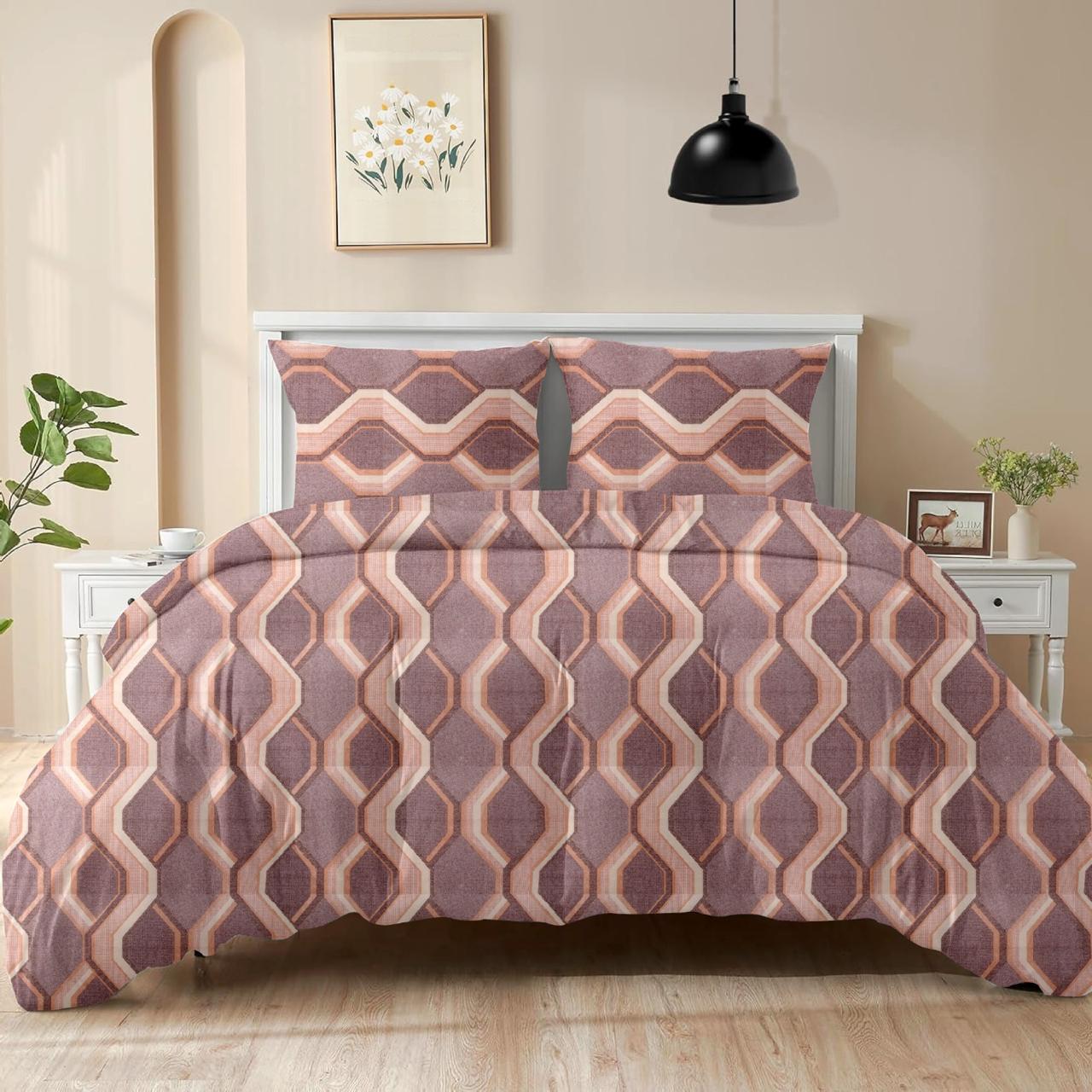 Rosewood grid King size cotton bedsheet with 2 pillow covers - 108 x 108 RR