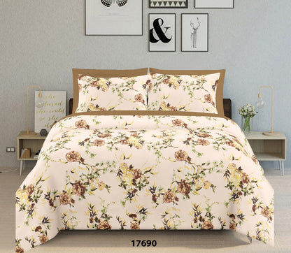 Dusky flora king size cotton bedsheet with 2 pillow covers - 108 x 108 | RR Collection