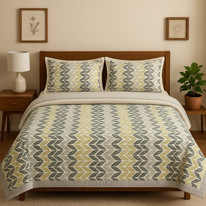 Luxury 4 Piece bedding Set : 1 King Flat Bedsheet, 1 double Bed AC dohar, 2 Pillow Covers