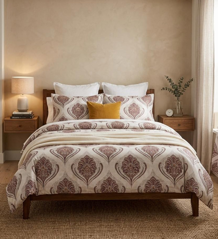 Classic Motif King size cotton bedsheet with 2 pillow covers - 108 x 108 RR