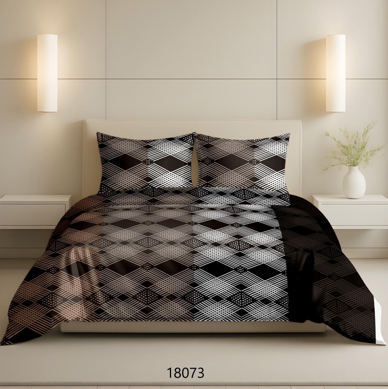Geometric Procian King size cotton bedsheet with 2 pillow covers - 108 x 108 Sup