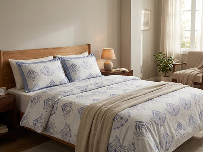 White Muse King size cotton bedsheet with 2 pillow covers - 108 x 108 RR