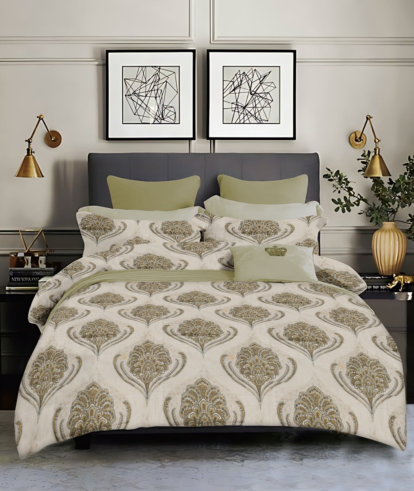 Luxury 4 Piece bedding Set : 1 King Flat Bedsheet, 1 double Bed AC dohar, 2 Pillow Covers