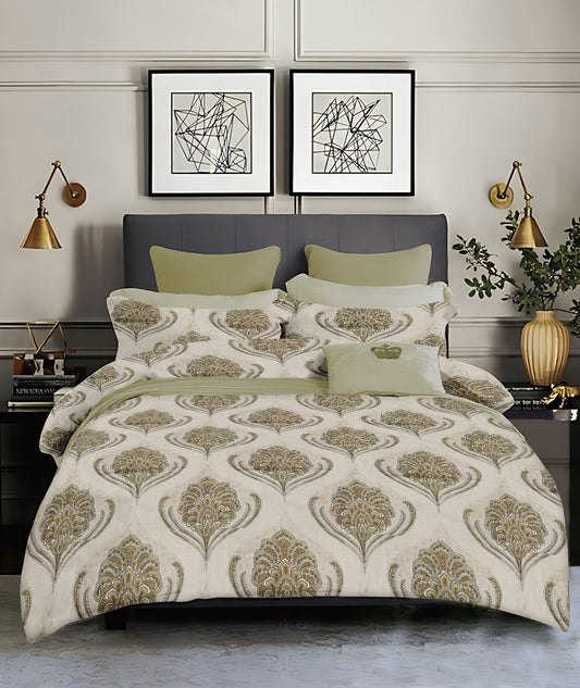 Luxury 4 Piece bedding Set : 1 King Flat Bedsheet, 1 double Bed AC dohar, 2 Pillow Covers