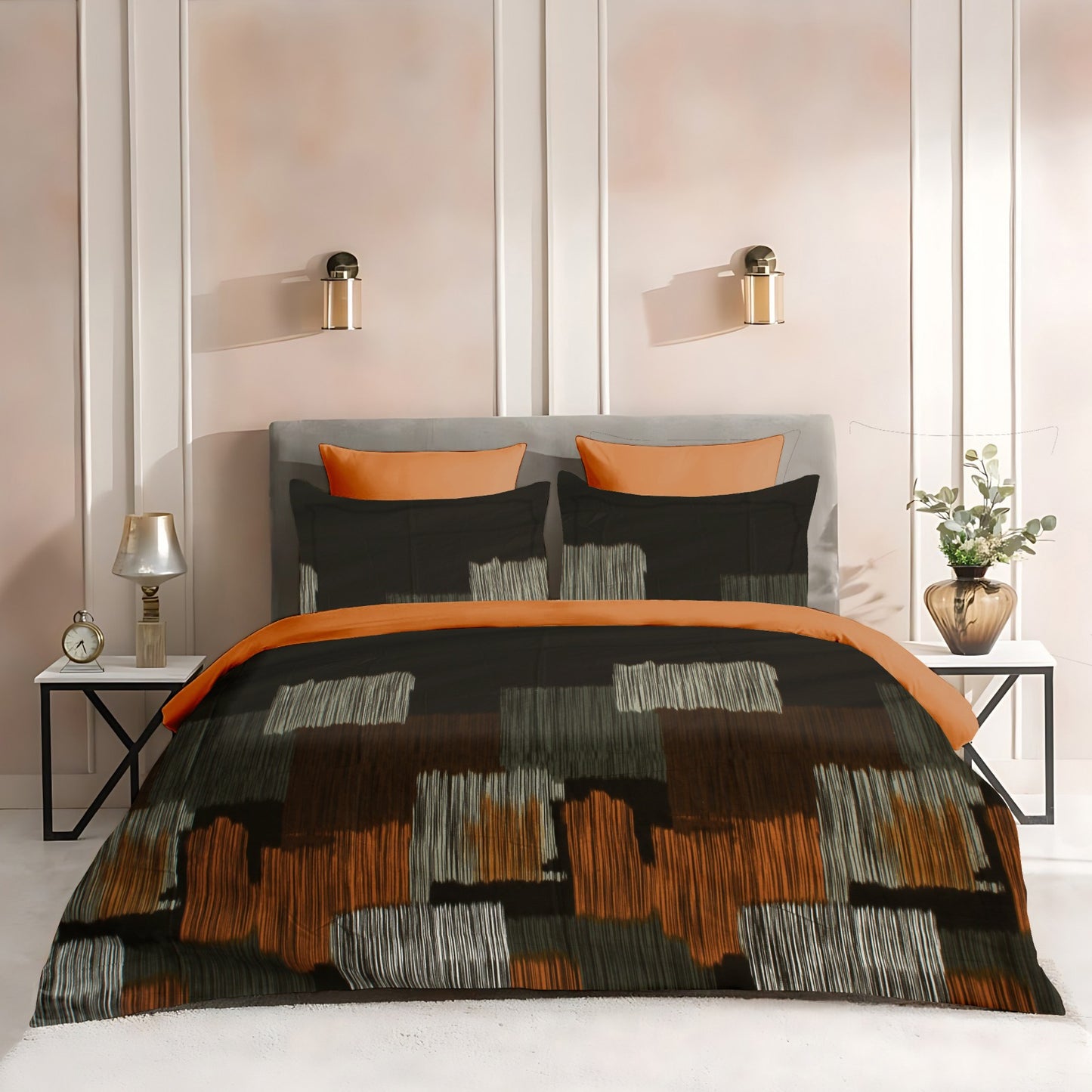 Queen Double bed 100% cotton bedsheet with 2 pillow covers - 90 x 100 | Tri. collection