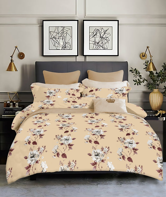 Luxury 4 Piece bedding Set : 1 King Flat Bedsheet, 1 double Bed AC dohar, 2 Pillow Covers