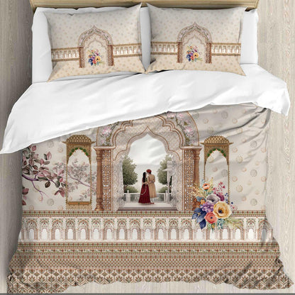 Noor-e-Ishq Digital Printed King size bedsheet with 2 pillow covers - 108 x 108 |Luxury collection