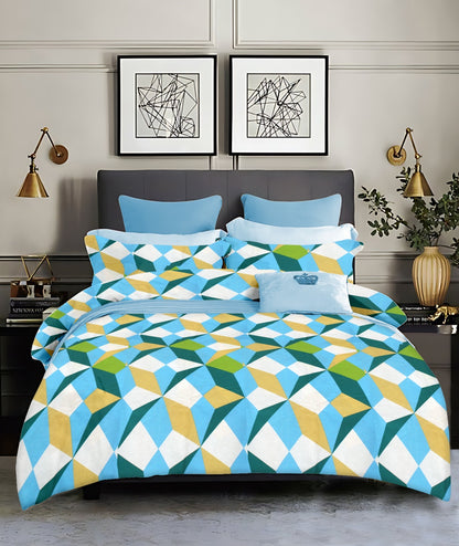 Luxury 4 Piece bedding Set : 1 King Flat Bedsheet, 1 double Bed AC dohar, 2 Pillow Covers