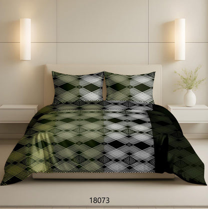 Geometric Procian King size cotton bedsheet with 2 pillow covers - 108 x 108 Sup
