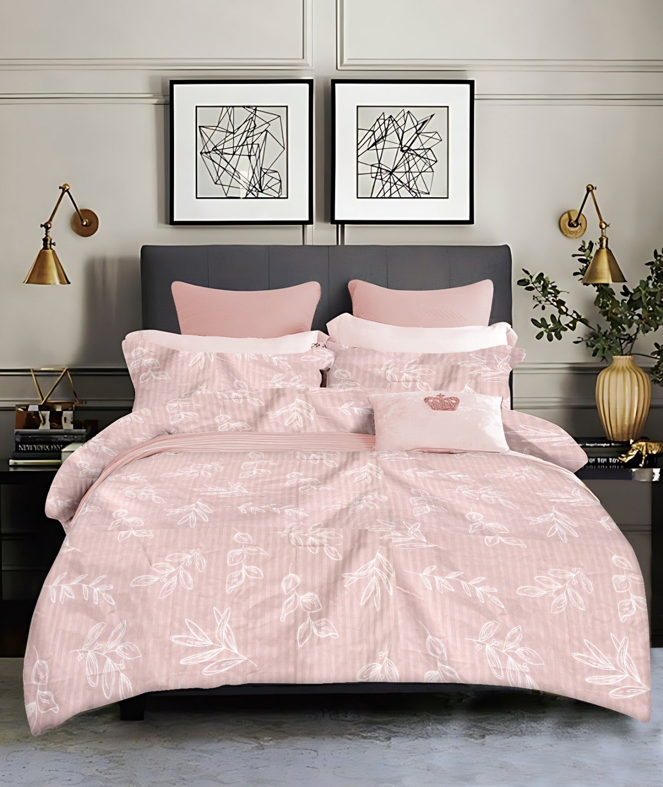 King size cotton bedsheet with 2 pillow covers - 108 x 108 | SD. collection