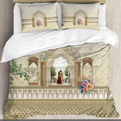Noor-e-Ishq Digital Printed King size bedsheet with 2 pillow covers - 108 x 108 |Luxury collection