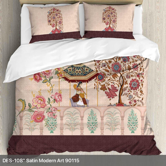 Digital Minimal King size bedsheet with 2 pillow covers - 108 x 108 |Luxury collection