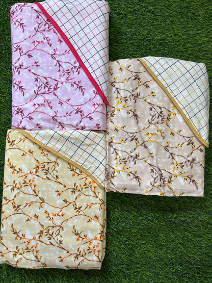 Florals Checks Reversible Cotton AC Dohar - Single Bed