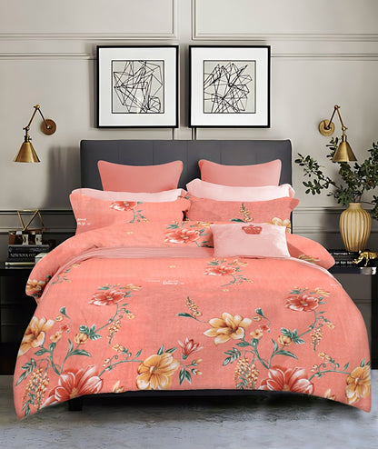 Peach Perfect King size cotton bedsheet with 2 pillow covers - 108 x 108 | RR Collection