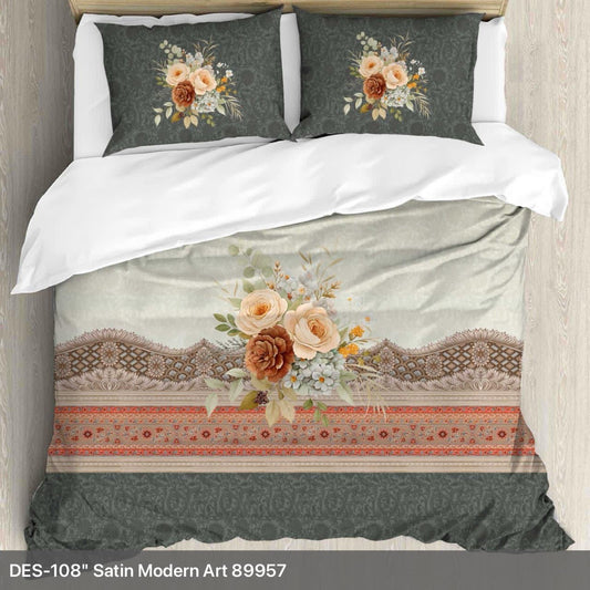 Digital Minimal King size bedsheet with 2 pillow covers - 108 x 108 |Luxury collection