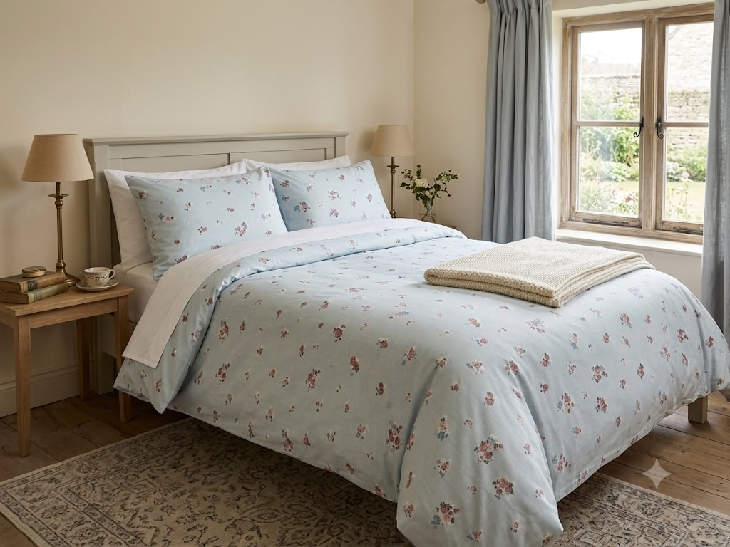 Powder bloom King size cotton bedsheet with 2 pillow covers - 108 x 108 RR