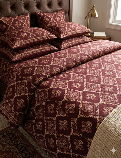 King size cotton bedsheet with 2 pillow covers - 108 x 108 | SS Collection