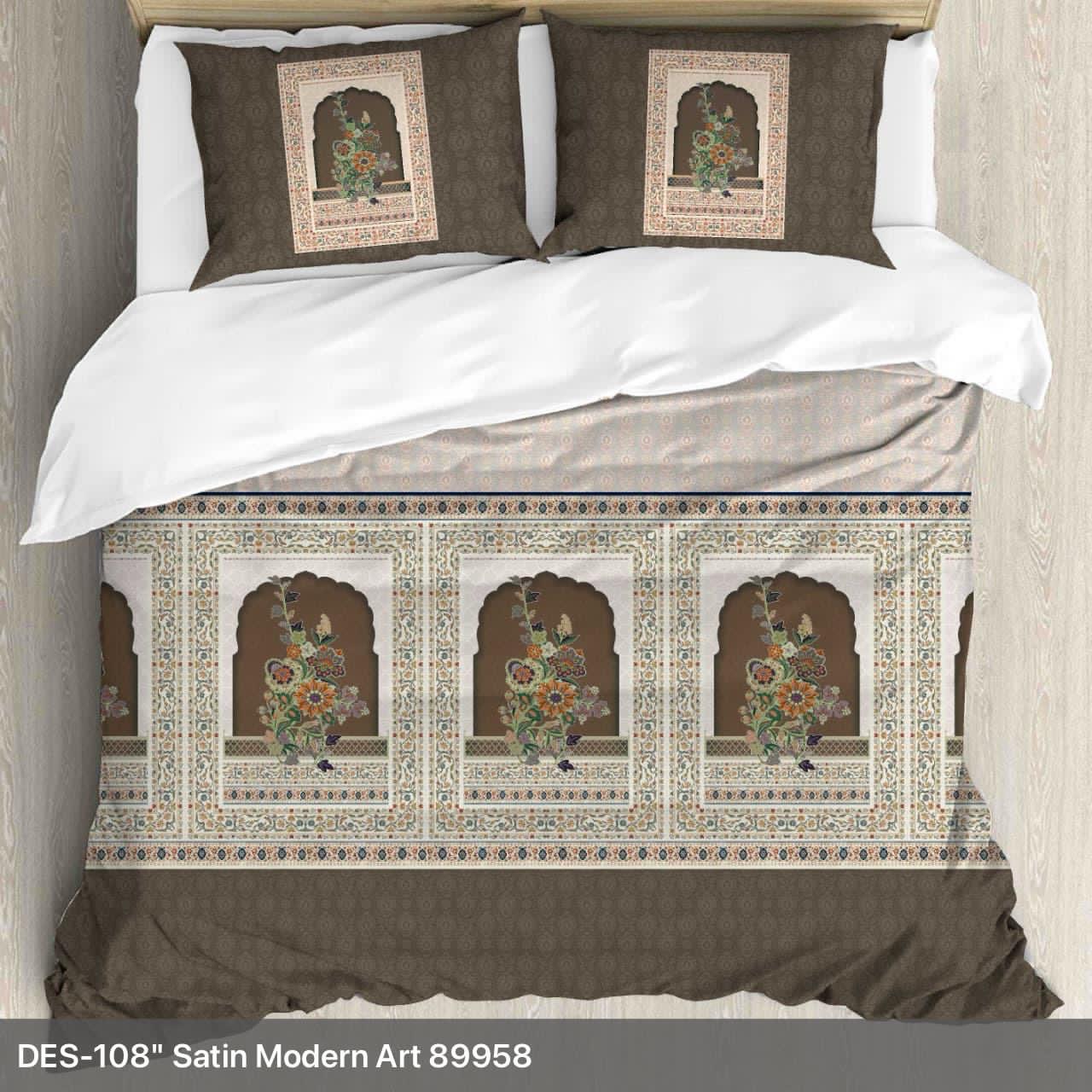 Digital Minimal King size bedsheet with 2 pillow covers - 108 x 108 |Luxury collection