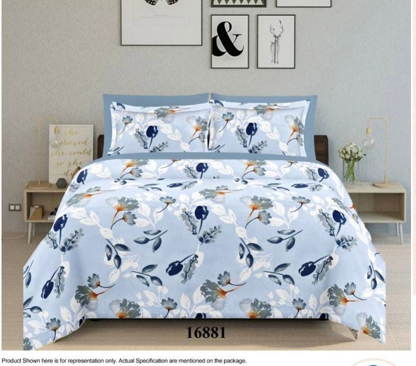 Midnight bloom King size cotton bedsheet with 2 pillow covers - 108 x 108 | RR Collection
