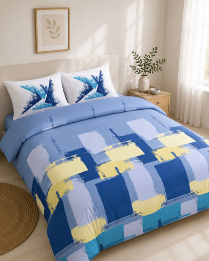 Canvas King size cotton bedsheet with 2 pillow covers - 108 x 108 SIT