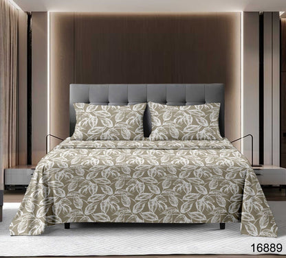 Leafy King size cotton bedsheet with 2 pillow covers - 108 x 108 | SD