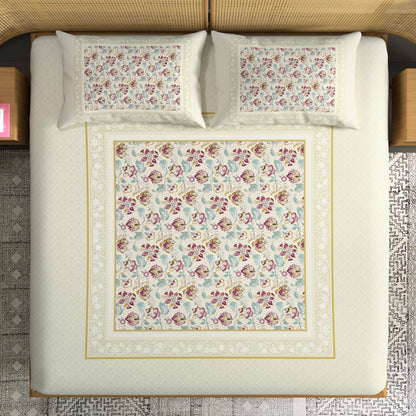 Florani Digital Printed King size bedsheet with 2 pillow covers - 108 x 108 |Luxury collection