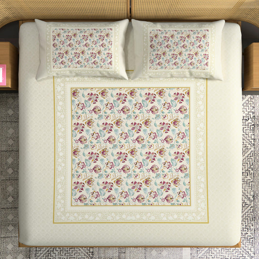 Florani Digital Printed King size bedsheet with 2 pillow covers - 108 x 108 |Luxury collection