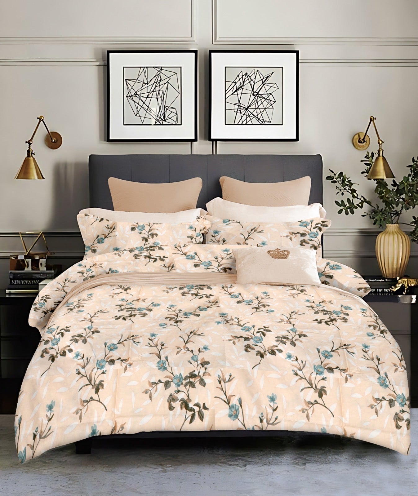 King size cotton bedsheet with 2 pillow covers - 108 x 108 | SD. collection