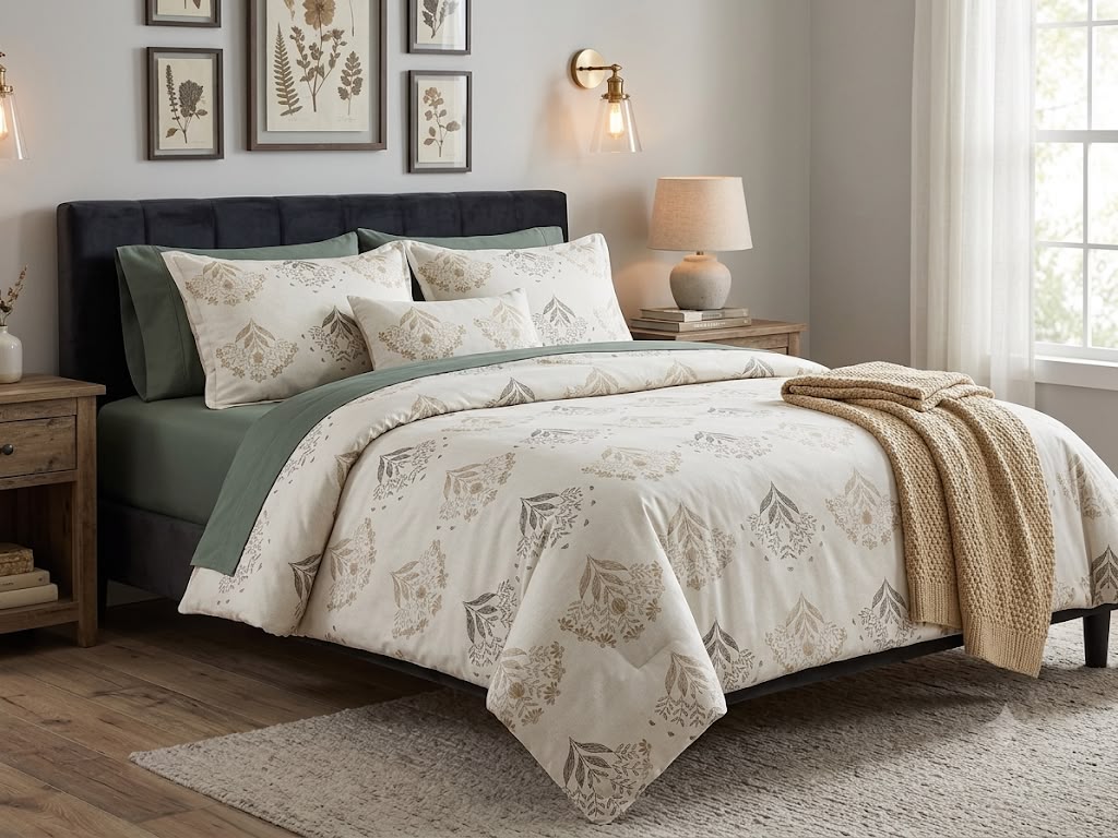 Beige muse size cotton bedsheet with 2 pillow covers - 108 x 108 RR